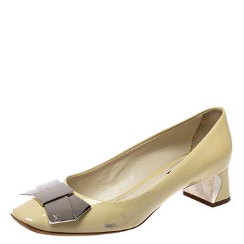 lv高跟鞋, [二手商品] Louis Vuitton | Louis Vuitton Cream Patent Leather Mademoiselle Pumps Size 39商品图片 3.4折