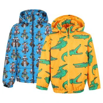 推荐Doggy rider padded winter jacket and crocodiles print windbreaker jacket set in blue and orange商品