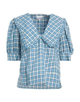 Ganni | 女式 格子衬衫 蔚蓝色 6.0折×额外7.6折, 额外七六折
