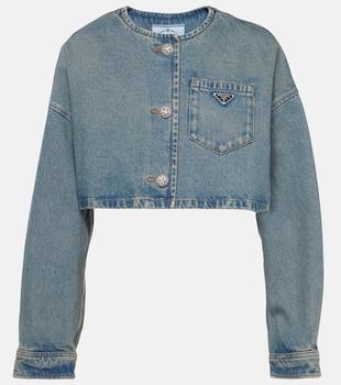 ブルゾン PRADA | Cropped organic denim jacket GFB279_13Z6_F0BAN_S_212 Prada Cropped Organic Denim Jacket | Saks Fifth Avenue