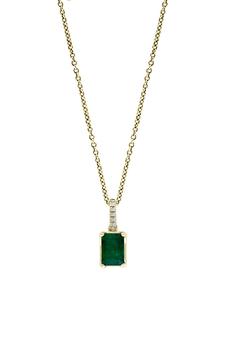 商品Effy | 14K Yellow Gold Emerald & Pavé Diamond Pendant Necklace - 0.03 ctw.,商家Nordstrom Rack,价格¥6082图片