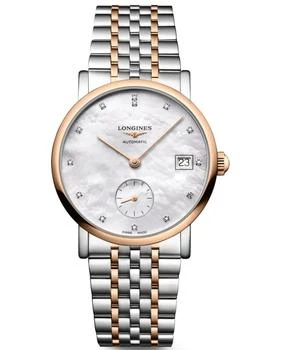 Longines | Longines Elegant Collection Automatic Mother of Pearl Diamond Dial Steel and Rose Gold Women's Watch L4.312.5.87.7 7.5折