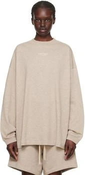 Essentials | Beige Crewneck Long Sleeve T-Shirt 