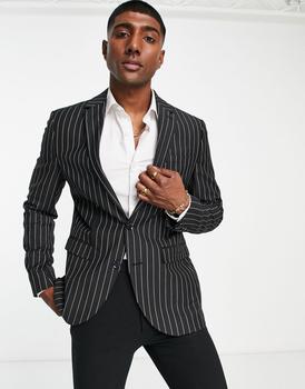 product Topman suit jacket in black stripe image