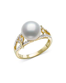 商品Bloomingdale's | Bloomingdale's Cultured Freshwater Pearl & Diamond Openwork Ring in 14k Yellow Gold - 100% Exclusive,商家Bloomingdale's,价格¥22994图片