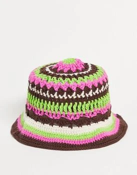 COLLUSION | COLLUSION Unisex crochet stripe bucket hat 6.0折