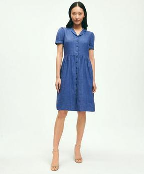 Brooks Brothers | Linen Shirred-Waist Relaxed Shirt Dress商品图片,4.9折