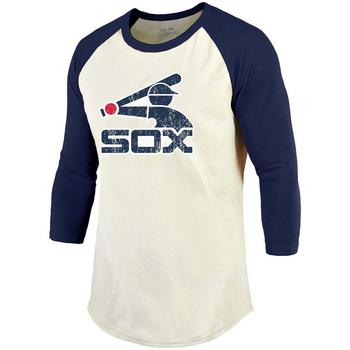 Majestic, Majestic | Men's Cream, Navy Chicago White Sox Cooperstown Collection Raglan 3/4 Sleeve T-shirt商品图片 7.4折