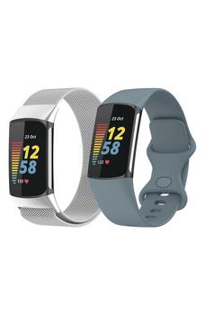 推荐2-Piece Silicone Sport & Stainless Steel Apple Watch Band Set商品