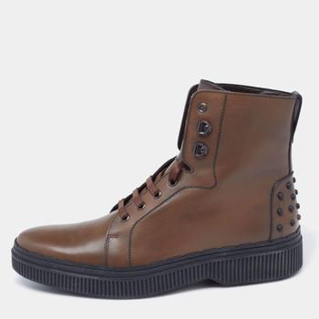 推荐Tod's Brown Leather Ankle Boots Size 44商品