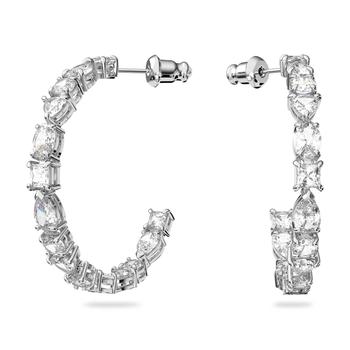 施华洛世奇耳钉评价, Swarovski | Tennis deluxe hoop earrings mixed cuts white rhodium plated商品图片 