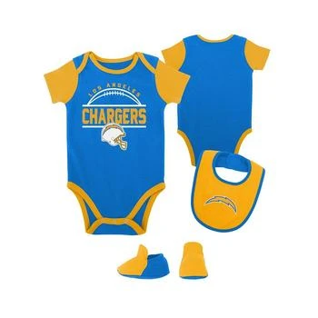 Outerstuff | Baby Boys and Girls Powder Blue, Gold Los Angeles Chargers Home Field Advantage Three-Piece Bodysuit, Bib and Booties Set,商家Macy's,价格¥240