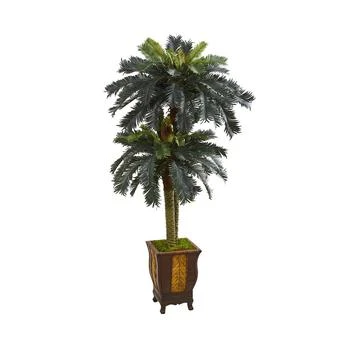 NEARLY NATURAL | 6' Double Sago Palm Artificial Tree in Designer Planter,商家Macy's,价格¥4430