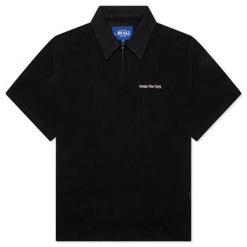 推荐Open Knit Embroidered Polo - Black商品