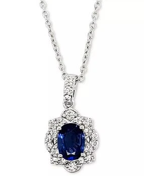 Le Vian | Couture® Blueberry Sapphire (1-1/5 ct. t.w.) & Vanilla Diamond (3/8 ct. t.w.) Oval Halo 18" Pendant Necklace in Platinum,商家Macy's,价格¥24621