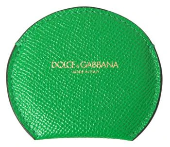 Dolce & Gabbana | Dolce & Gabbana Green Calfskin Leather Round Logo Hand Mirror Holder,商家SEYMAYKA,价格¥725