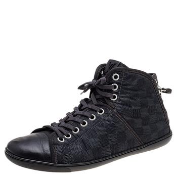 lv男鞋官网, [二手商品] Louis Vuitton | Louis Vuitton Black/Grey Damier Graphite Fabric And Leather Trim Zip Up High Top Sneakers Size 44商品图片 满1件减$100, 满减