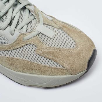 Shop Yeezy x Adidas Green Knit Fabric and Suede Boost 700 Salt