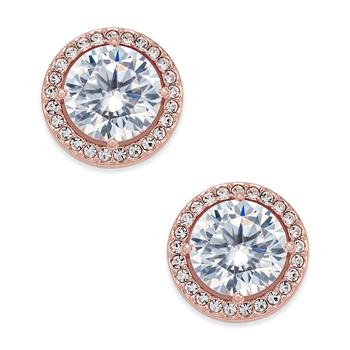 商品Rose Gold-Tone Crystal and Pavé Round Stud Earrings, Created for Macy's图片