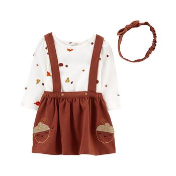 Carter's | Baby Girls Bodysuit, Jumper and Head Wrap, 3 Piece Set商品图片,5折