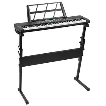 Fresh Fab Finds | 61 Keys Digital Music Electronic Keyboard Electric Musical Piano Instrument Kids Learning Keyboard w/ Stand Microphone For Beginners Black,商家Verishop,价格¥846