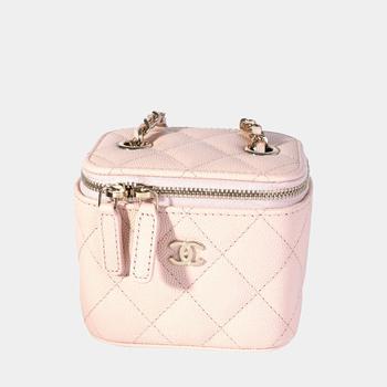 香奈儿122单肩包, [二手商品] Chanel | Chanel Beige Quilted Caviar Leather Vanity Shoulder Bag商品图片 9.3折