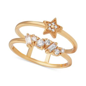 商品Crystal Celestial Double Band Statement Ring in Gold-Plated Brass图片