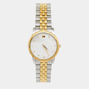 推荐Movado Mother of Pearl Two Tone Stainless Steel Museum 07.3.20.1201 Women's Wristwatch 28 mm商品