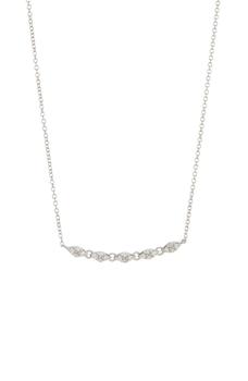 推荐18K White Gold Scalloped Diamond Bar Pendant Necklace - 0.13 ctw商品