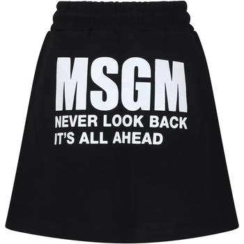 MSGM | Black Skirt For Girl With Logo And Writing,商家Italist,价格¥812