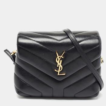 Yves Saint Laurent | Saint Laurent Black Matelassé Leather Toy Loulou Crossbody Bag商品图片,8.3折
