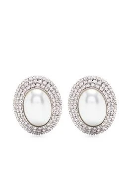 Alessandra Rich | ALESSANDRA RICH Oval crystal earrings,商家Baltini,价格¥1921