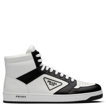 Prada | 【预售3-7天】PRADA/普拉达 21年秋冬 男士白色/黑色皮革高帮运动鞋2TE182_3LJ6_F0964商品图片,7.9折, 包邮包税