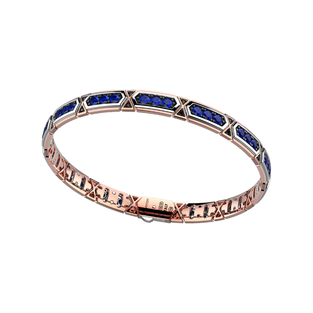 商品Zancan | 18k rose gold bracelet with sapphires and black diamonds.,商家Zancan Gioielli,价格¥82890图片