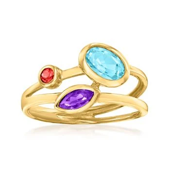 Ross-Simons | Ross-Simons Multi-Gemstone Open-Space Ring in 14kt Yellow Gold,商家Premium Outlets,价格¥2184