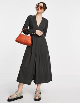 推荐Mango panelled midi dress in grey商品