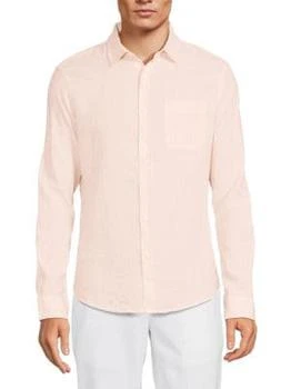 推荐Striped Linen Blend Button Down Shirt商品