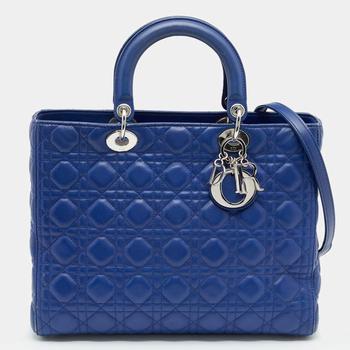 迪奥托特包, [二手商品] Dior | Dior Blue Cannage Leather Large Lady Dior Tote商品图片 6.8折, 满1件减$100, 满减