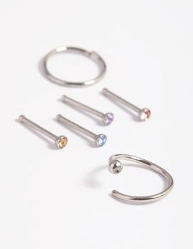 商品Lovisa | Surgical Steel Pastel Nose Stud Pack,商家Premium Outlets,价格¥92图片
