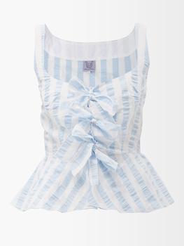 Thierry Colson | Yvette striped-seersucker peplum top商品图片,6.4折