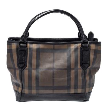 burberry托特包, [二手商品] Burberry | Burberry Brown/Black Smoke Check PVC and Leather Tote商品图片 4折