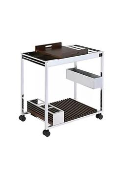 商品Duna Range | Metal and Wood Serving Cart with Tray and Floating Shelf, Brown and White,商家Belk,价格¥2790图片