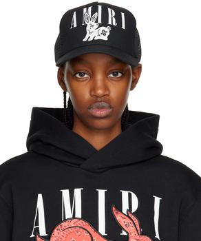 AMIRI | Black Embroidered Trucker Cap商品图片,独家减免邮费