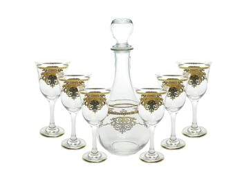 Classic Touch Decor | 7 Piece Wine Set with Gold Artwork,商家Premium Outlets,价格¥1460