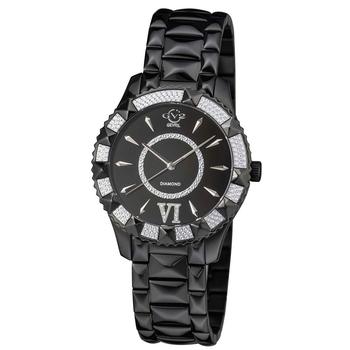 Gevril | Women's Venice Swiss Quartz Diamond Accents Ion Plating Black Stainless Steel Bracelet Watch 38.5mm商品图片,