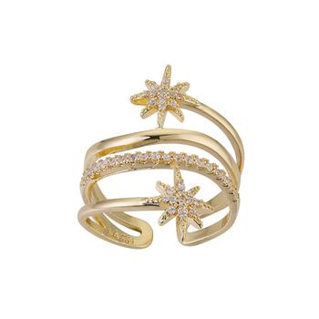 商品Unwritten | 14K Gold Flash Plated Cubic Zirconia Star Adjustable Ring,商家Macy's,价格¥137图片
