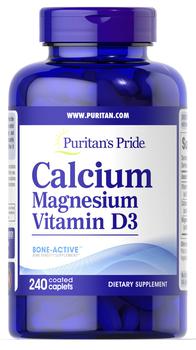 Puritan's Pride | Calcium Magnesium with Vitamin D 240 Caplets商品图片,