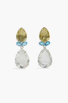 推荐Silver-tone lemon quartz, and clear quartz earrings商品