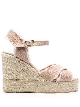 商品CASTAÑER | Castañer Bromelia Wedge Espadrille In Pink Linen With Gold Glitter,商家Italist,价格¥1180图片