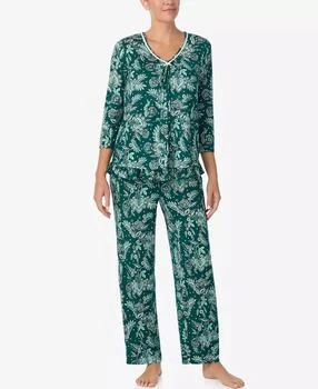Ellen Tracy | Women's Printed V-Neck Top and Drawstring Pants Pajama Set,商家Macy's,价格¥508